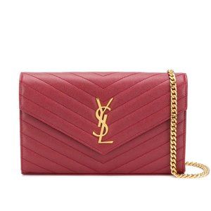 COPY - Saint Laurent Monogram Large Grain de Poudre Calfskin Wallet on Chain - …